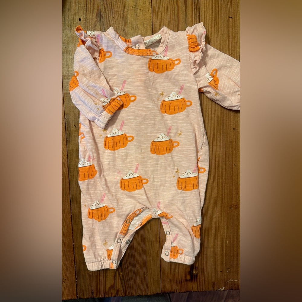 Cozy Pumpkin Mug Print Kids One Piece